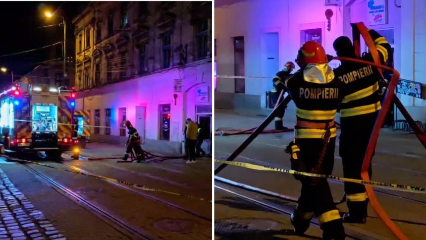 Imagine cu intervenția pompierilor la un incendiu într-un apartament din Timișoara, unde o femeie de 72 de ani a fost găsită carbonizată, iar 30 de persoane au fost evacuate.