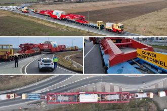 Transport agabaritic record în România: o turbină de 788 de tone și 120 de metri lungime este transportată către Termocentrala Mintia pentru retehnologizare.