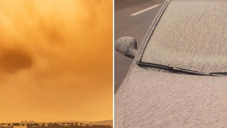 Nor de praf saharian deasupra României, afectând calitatea aerului și vizibilitatea.