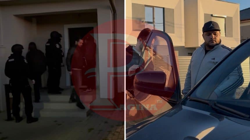 Ofițeri de poliție în timpul unei percheziții, ridicând documente și medii de stocare, în ancheta privind finanțarea campaniei electorale a lui Călin Georgescu.