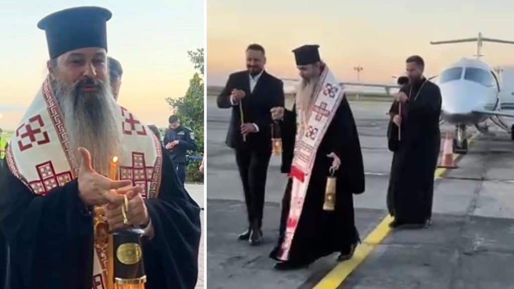 Lumina Sfântă adusă de la Ierusalim ajunge la Aeroportul Internațional „Traian Vuia” din Timișoara, sâmbătă, 19 aprilie 2025.