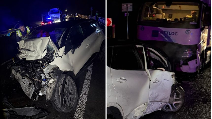 Mașină avariată după ce a trecut peste spike-ul poliției în timpul unei urmăriri în Caransebeș, soldată cu un accident mortal