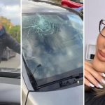 Mașina Danei Roba cu parbrizul spart după agresiune în Timișoara