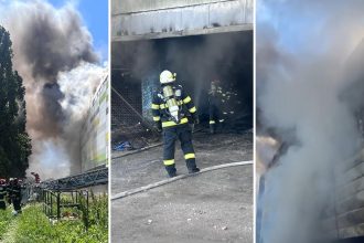 Incendiu puternic la Agora Mall din Arad, fum dens și muncitori blocați pe acoperiș. Intervenție a pompierilor și mesaj RO-Alert transmis populației.