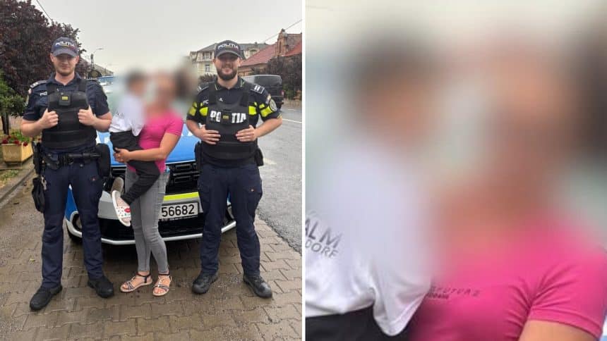 Polițiști din Timiș protejează o fetiță de 6 ani speriată de furtună și pană de curent