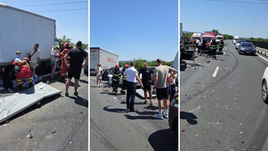 Intervenție ISU Timiș la un accident grav pe A1, ieșire spre Margina, 4 iulie 2025