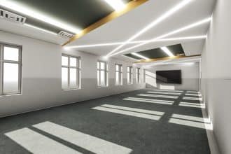 Interiorul modernizat al uneia dintre clădirile UMFVBT, reabilitată prin fonduri europene, unde viitorii studenți vor urma cursuri de master în „Toxicologia drogurilor și plantelor cu efect psihotrop