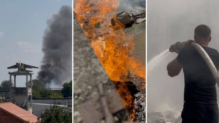 Incendiu de vegetație uscată în zona Gării de Sud din Timișoara, intervenție pompieri cu autospeciale