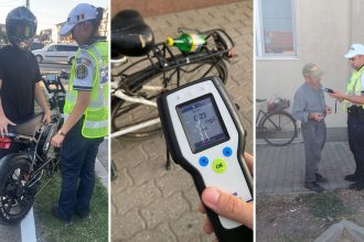 Polițiști rutieri din Timiș opresc în trafic pietoni, bicicliști și trotinetiști pentru verificări și aplică sancțiuni