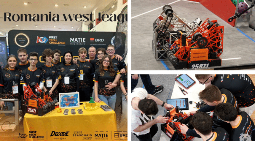 Echipa de gimnaziu SolarSparks Robotics #25871 din Timișoara în competiție de robotică FIRST Tech Challenge