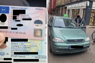 Șofer prins în centrul Timișoarei circulând pe trotuar cu permis fals, verificat de polițiștii locali