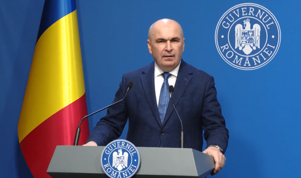 Premierul Ilie Bolojan anunțând încetarea colaborării PNL cu PSD și începerea negocierilor pentru un guvern minoritar.