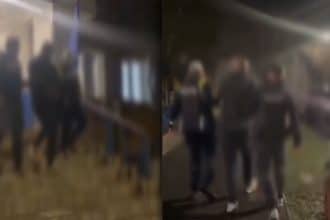 Mașină de poliție și criminaliști la locul unui accident rutier în Hunedoara provocat de un șofer fugar.