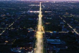 Imagine panoramică cu noile dezvoltări rezidențiale din Moșnița Nouă, cea mai bogată comună din Timiș.