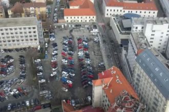 Construcție nouă și parcare în centrul Timișoarei finanțată din fonduri europene.