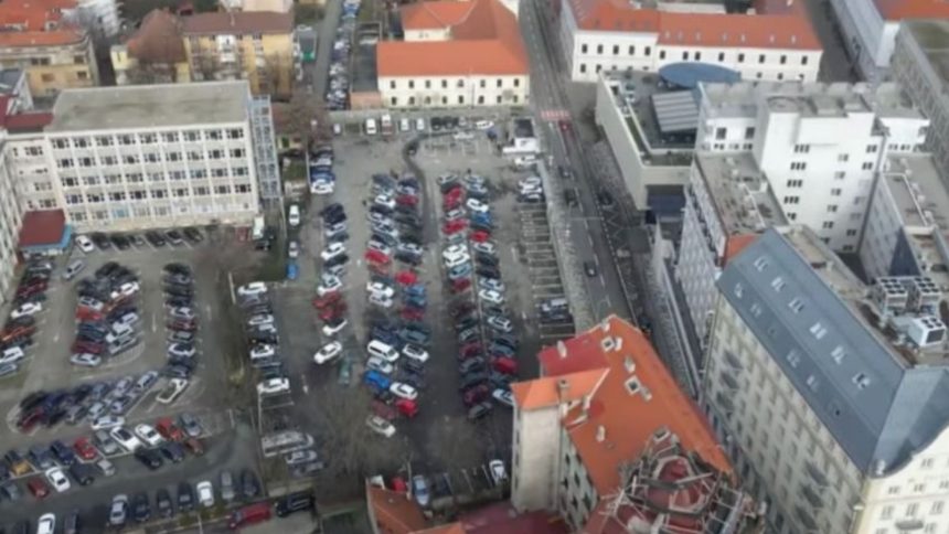 Construcție nouă și parcare în centrul Timișoarei finanțată din fonduri europene.