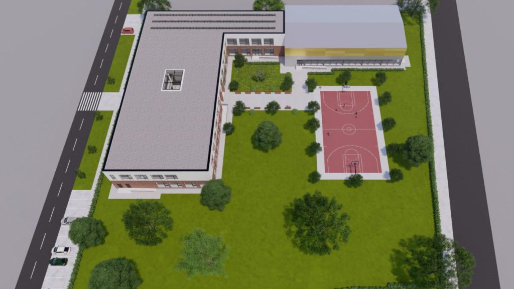 randare a viitoarei școli moderne din Urseni, prevăzută cu 22 de săli de clasă și sală de sport.