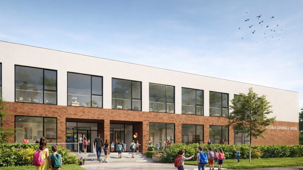 randare a viitoarei școli moderne din Urseni, prevăzută cu 22 de săli de clasă și sală de sport.