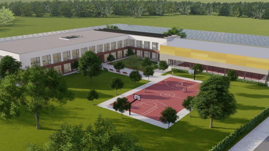 randare a viitoarei școli moderne din Urseni, prevăzută cu 22 de săli de clasă și sală de sport.