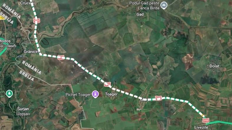 DN 59B între Cruceni și Livezile, unde încep lucrările de reabilitare de 50 de milioane de lei.