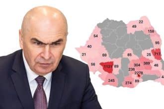 Premierul Ilie Bolojan prezentând datele despre programul de subvenții pentru șomeri și discrepanțele dintre județul Timiș și restul țării