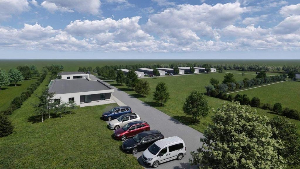 Randare a viitorului adăpost județean de animale din Grabaț, prevăzut cu cabinete veterinare și spații de găzduire conforme normelor UE.