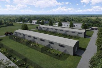 Randare a viitorului adăpost județean de animale din Grabaț, prevăzut cu cabinete veterinare și spații de găzduire conforme normelor UE.