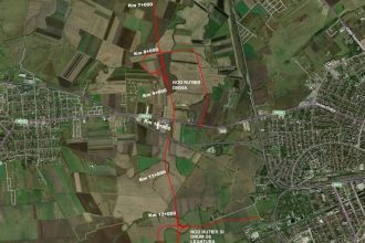 Hartă cu traseul Variantei Ocolitoare Vest Timișoara, care va face legătura între Centura de Nord și cea de Sud.