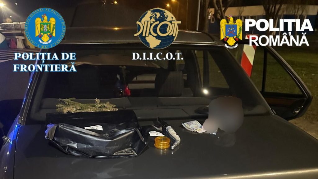 Pachete de canabis confiscate de polițiștii de frontieră la punctul de trecere Nădlac în urma unui flagrant DIICOT Arad.