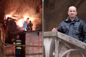 Colegii pompierului de 47 de ani au intervenit la miezul nopții pentru a stinge flăcările care i-au cuprins locuința.