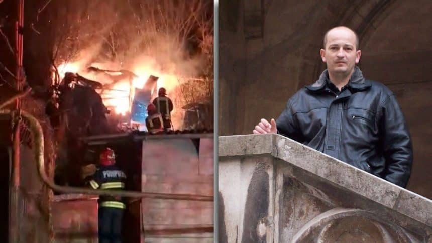 Colegii pompierului de 47 de ani au intervenit la miezul nopții pentru a stinge flăcările care i-au cuprins locuința.