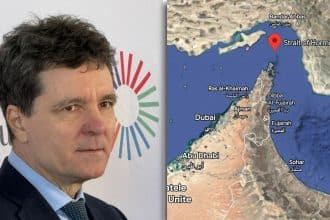 Președintele Nicușor Dan vorbind jurnaliștilor la Timișoara despre participarea tehnică a României la securizarea Strâmtorii Ormuz.