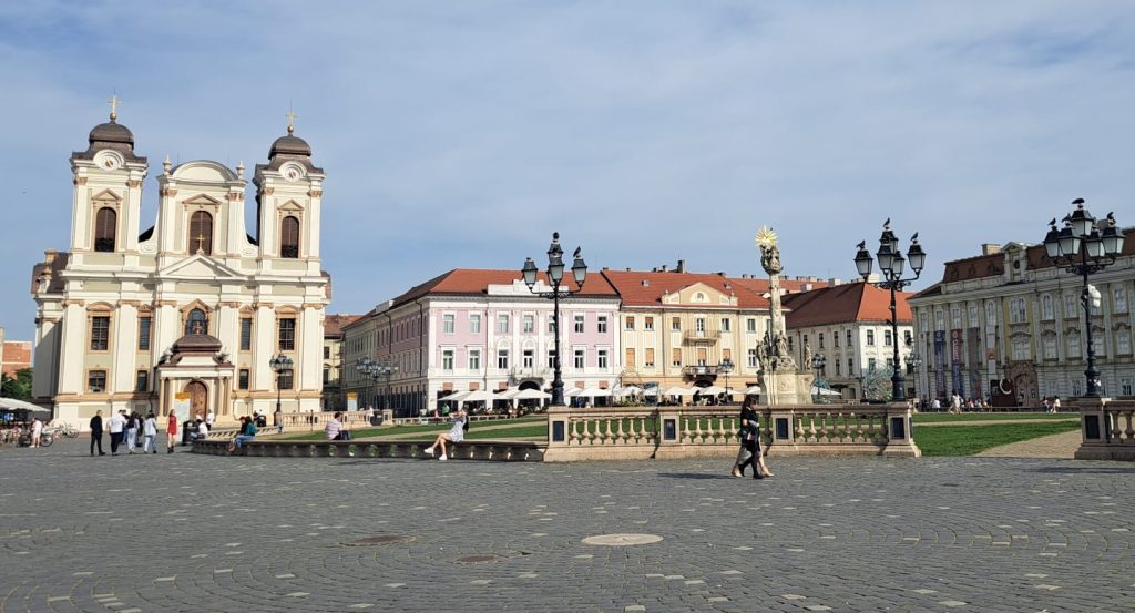 Vedere panoramică din Piața Unirii Timișoara, nominalizată la categoria Nuclee Urbane în 2026.