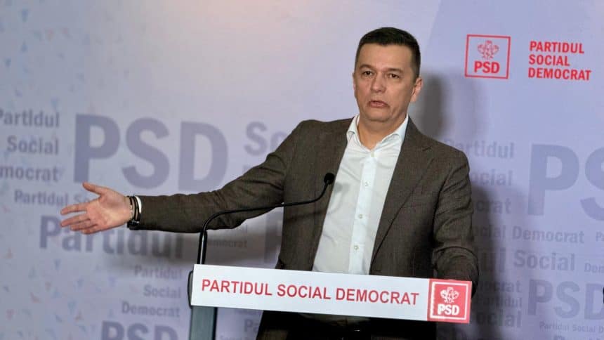 Sorin Grindeanu în fața jurnaliștilor la Timișoara, explicând refuzul PSD de a colabora cu AUR.