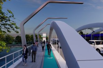 Proiectul noului Pod Solventul din Timișoara, care va face legătura între Bulevardul Dâmbovița și Calea Bogdăneștilor peste râul Bega.