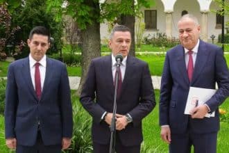 Sorin Grindeanu oferind declarații de presă la Palatul Cotroceni după consultările cu președintele Nicușor Dan despre viitorul guvernului.