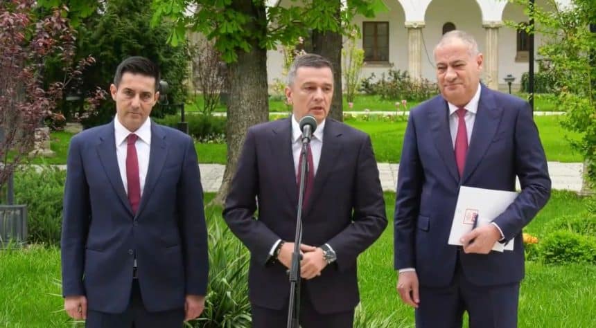 Sorin Grindeanu oferind declarații de presă la Palatul Cotroceni după consultările cu președintele Nicușor Dan despre viitorul guvernului.