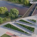 Proiectul noii Pasarele a Îndrăgostiților din Timișoara, cu rampe de acces, piste de biciclete și iluminat LED.