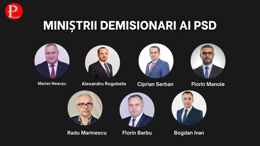 Miniștrii PSD părăsind Palatul Victoria după decizia retragerii de la guvernare și înregistrarea demisiilor.