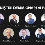 Miniștrii PSD părăsind Palatul Victoria după decizia retragerii de la guvernare și înregistrarea demisiilor.