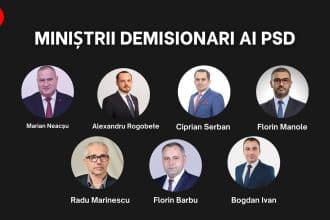 Miniștrii PSD părăsind Palatul Victoria după decizia retragerii de la guvernare și înregistrarea demisiilor.