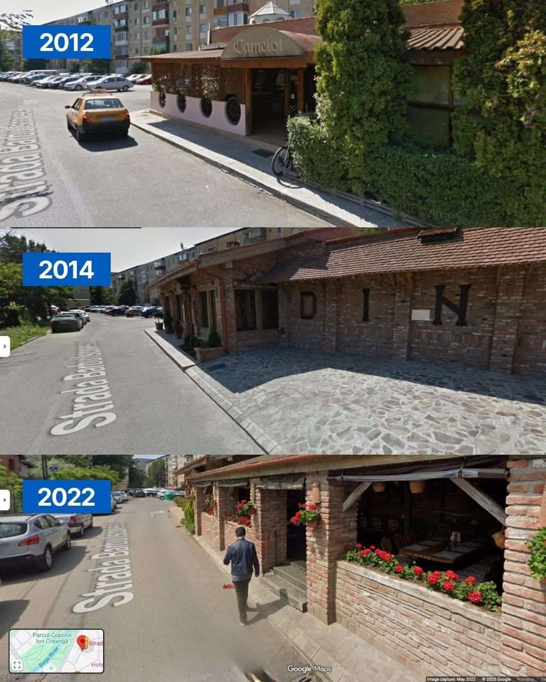 Trotuarul de pe strada Barbu Iscovescu din Timișoara, eliberat după demolarea construcțiilor ilegale ale restaurantului Dinar.