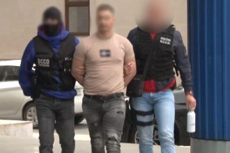 Reprezentare a luptei împotriva traficului de persoane; sediul DIICOT unde este anchetat tânărul de 23 de ani.