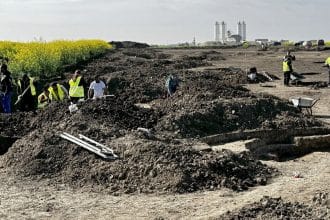 vatră de foc a sarmaților descoperită pe traseul Centurii Vest Timișoara, sistem antic de încălzire sub podea