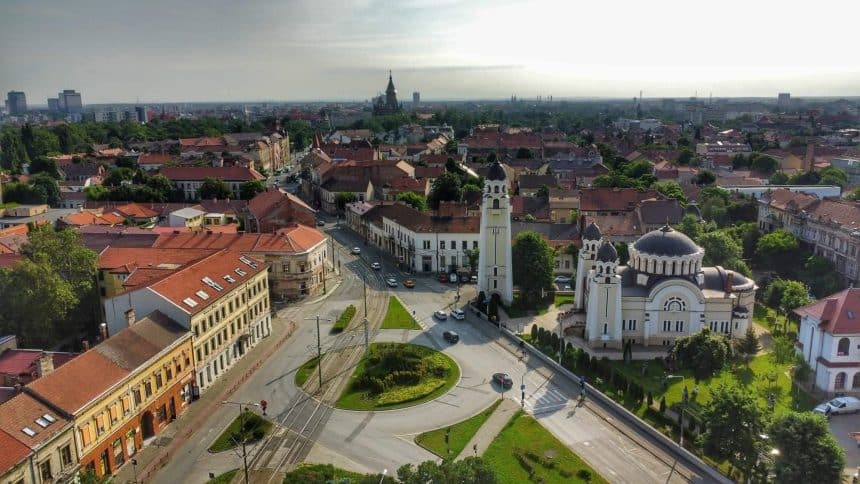 Randare a viitoarei Piețe Mocioni fără sens giratoriu, cu spații verzi și trotuare lărgite.