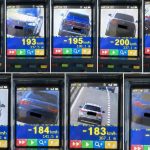 Echipaj al Poliției Autostrăzi efectuând controale radar pe A1, tronsonul Sebeș-Orăștie.