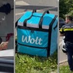 Echipaj de poliție și ambulanță la locul unei agresiuni stradale unde o livratoare de mâncare pe bicicletă a fost atacată.