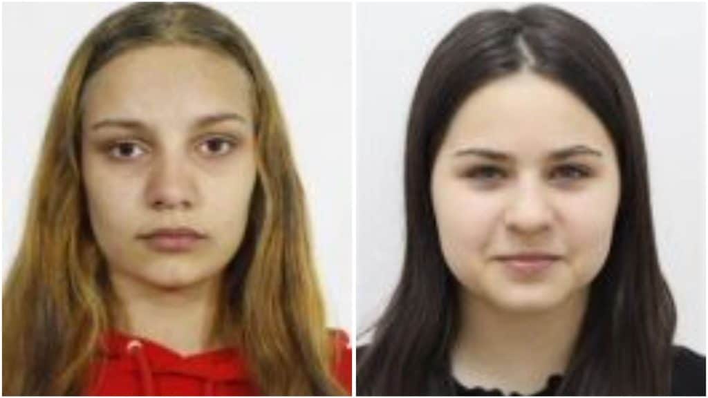 Fotografii de identificare ale celor două minore, Andreea Iasmina Văduva și Denisa Nicoleta Moise, dispărute în Deva.
