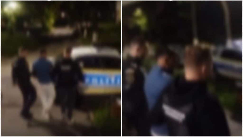 Mașină de intervenție a Poliției Române cu semnalele luminoase aprinse, în timpul unei misiuni de urgență.