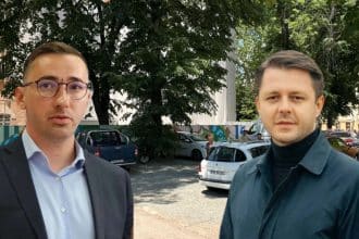 Pietriș turnat pe un teren din centrul Timișoarei în cadrul organizării de șantier de la Castelul Huniade, subiectul disputei dintre primărie și CJ Timiș.
